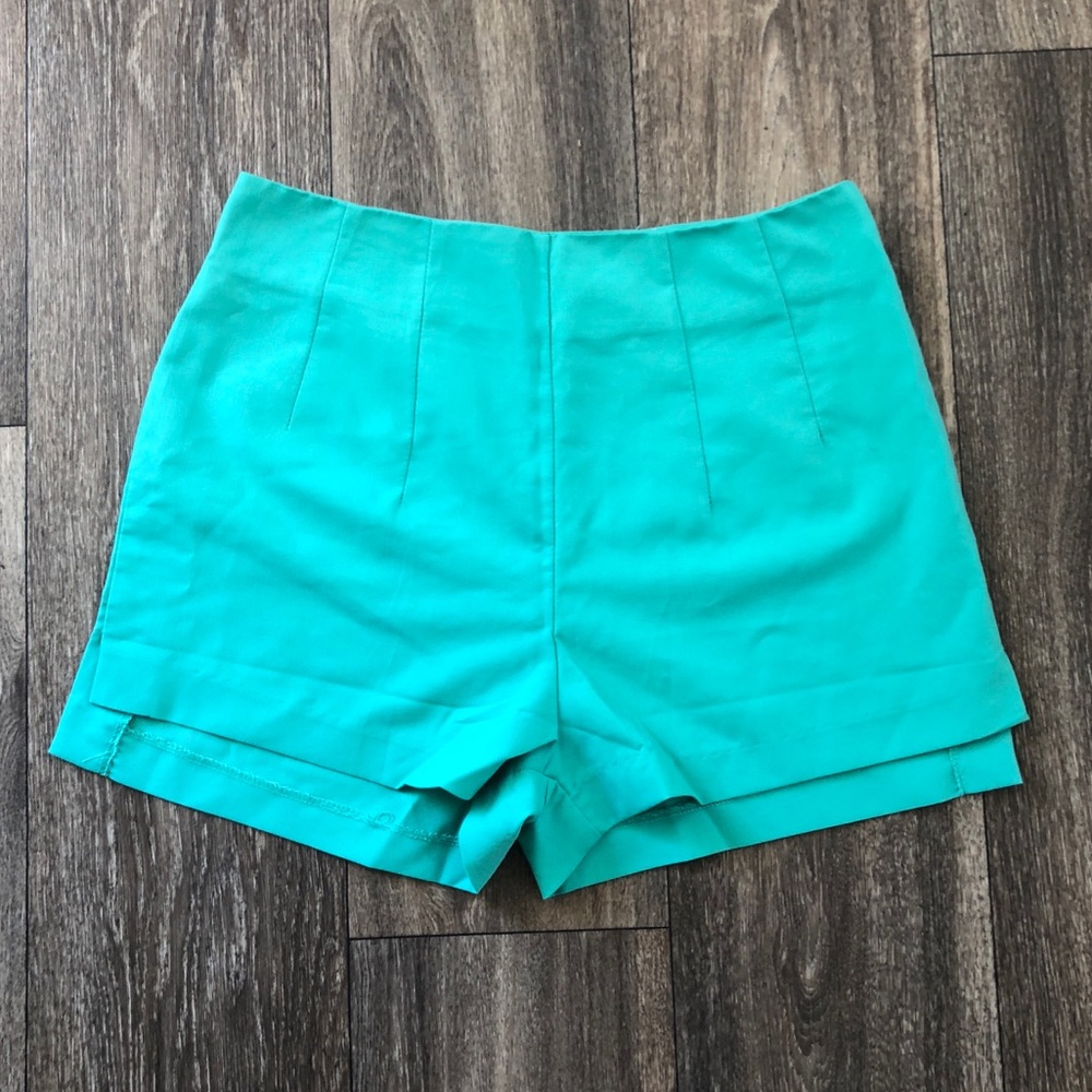 Mint green high waisted shorts